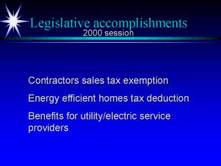 2000 legislative accomplishments