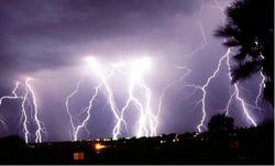 Multiple lightning strikes together