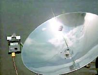 The 18-in.-diameter solar concentrator can create temperatures in excess of 750C, enough for a low-rate H2 generator. 