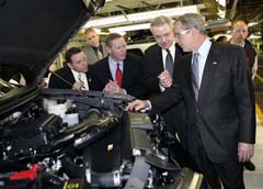 Bush at a Ford Motor Company factory in Missouri in March: Still more talk about a comprehensive, national energy policy than action