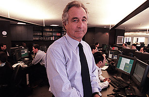 Bernard Madoff, founder of Bernard L. Madoff Investment Securities, on his trading floor in New York in 1999