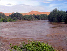 The Kuiseb river in flood in Namibia