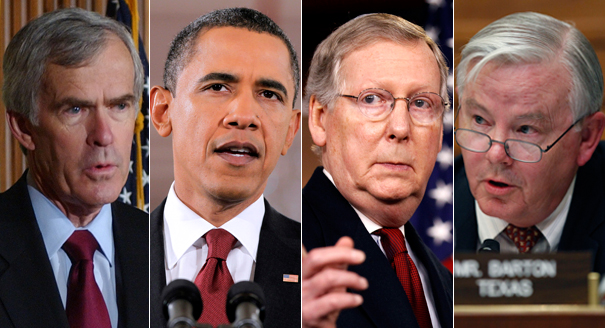 Jeff Bingaman, President Obama, Mitch McConnell and Joe Barton are shown in a composite. | AP Photos