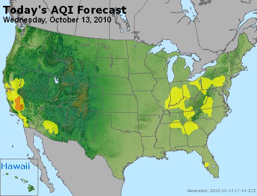 AQI Forecast - http://www.epa.gov/airnow/today/forecast_aqi_20101013_usa.jpg