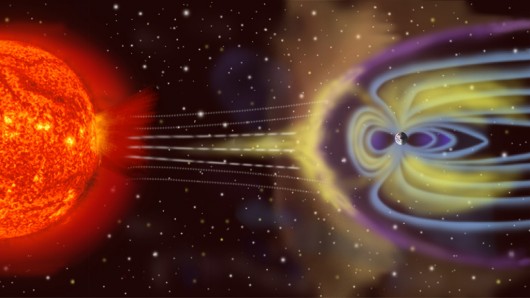 Solar particles interact with Earth's magnetosphere