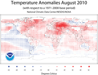 Temperature Anomolies, August 2010