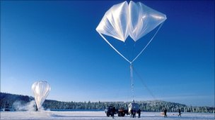 Balloon used for Arctic ozone measurements