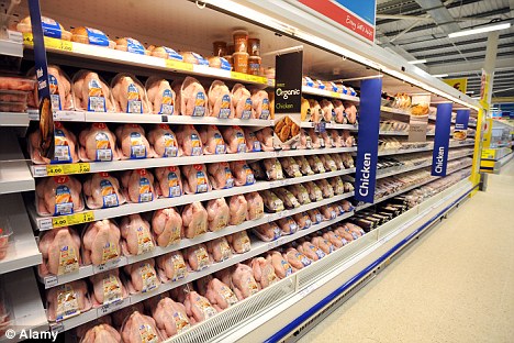 Danger zone: Supermarket chickens have been blamed for a number of health problems