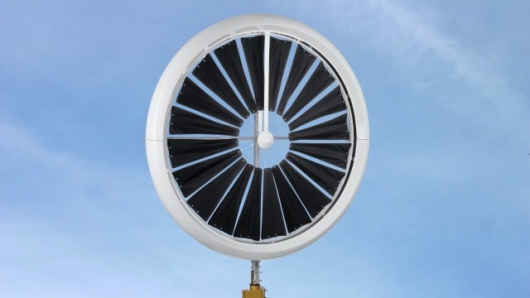 The Honeywell Windgate wind turbine from EarthTronics measures less than 6 feet (1.8m) acr...