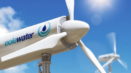 Eolewater's WMS1000 wind-driven water-harvesting system uses on-board cooling units to chi...