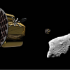 A pair of Arkyd-300 series rendezvous probes approaching a candidate asteroid