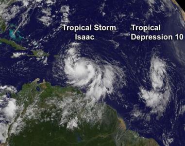 Storm Isaac threatens Caribbean, U.S. Republican Convention Photo: NASA/NOAA GOES Project/Handout