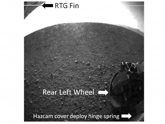 Annotated version of first Curiosity surface image (Image: NASA/JPL-Caltech)