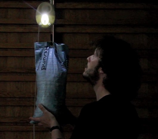The GravityLight produces light for up to 30 minutes at a time