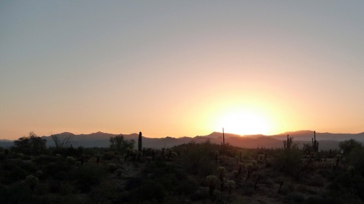 The sun rises over the Arizona desert, which will play host to the 125 MW AVSE II photovol...