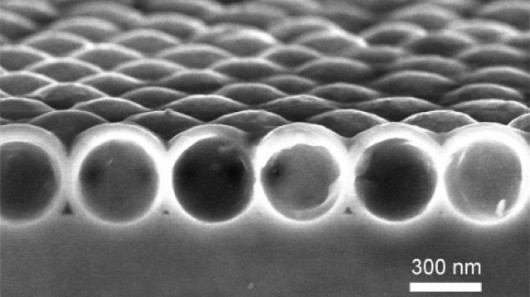 A scanning electron microscope image of a single layer of the nanocrystalline-silicon nano...