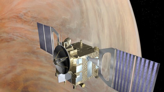 Visualization of the Venus Express in orbit above Venus (Image: ESA)