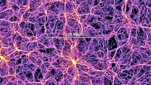 A view of the distribution of dark matter in our universe, based on the Millennium Simulat...