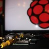 Two Raspberry Pi computers (bottom) are used to power the subtitle interface and TV screen...
