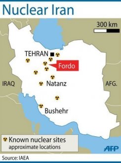 Map of Iran locating the Fordo uranium enriching facility in northern Iran. Iran has significantly stepped up the pace at which it is enriching uranium, shortening the time it would take for it to reach a nuclear threshold, according to two Israeli newspapers.