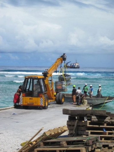 Solar panels arrive by sea at Tokelau