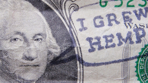 A $1 bill decorated with a pro-hemp message. Photo: Flickr user vhhammer.