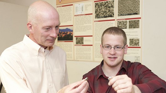 Tin anode creator Prof. Grant Norton and student, David Mackay 
