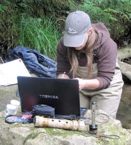 The dataloggers were programmed and calibrated for conductivity, in the field, before deployment.