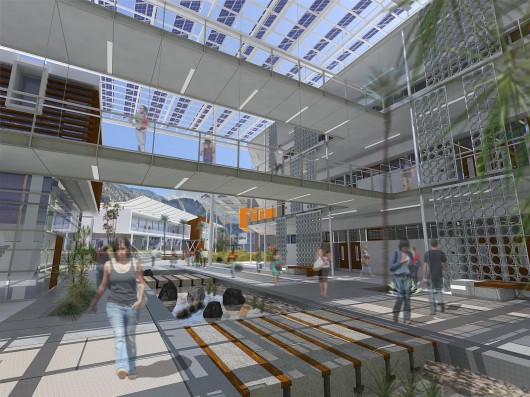 Visualization of a new courtyard at the campus (Image copyright HGA Architects and Enginee...