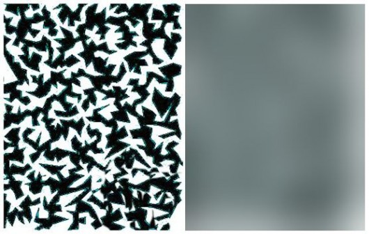 On the left appears a fractal having a two-dimensional structure not unlike the filamentar...