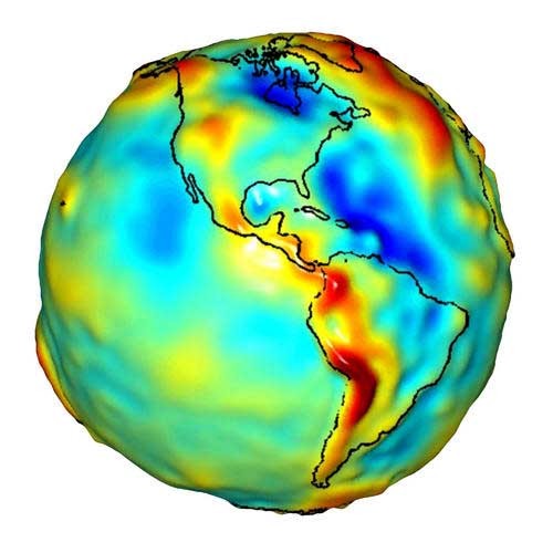 GRACE's plot of gravity over the Americas (Image: GRACE/NASA)