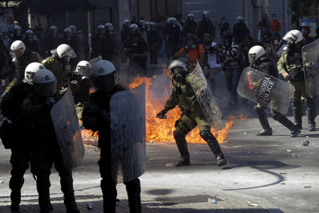 Greek Strike Sees Violence as Police Use Tear Gas by Parliament