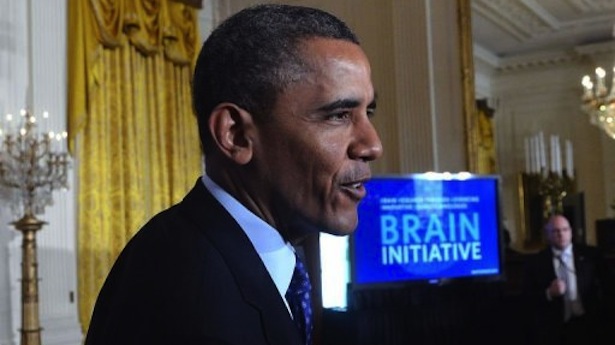 US President Barack Obama greets attendees after his speech on the Brain Research through Advancing Innovative Neurotechnologies (BRAIN) Initiative on April 2, 2013 in Washington. (AFP)