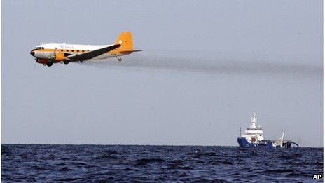 Dispersants dropped on oil