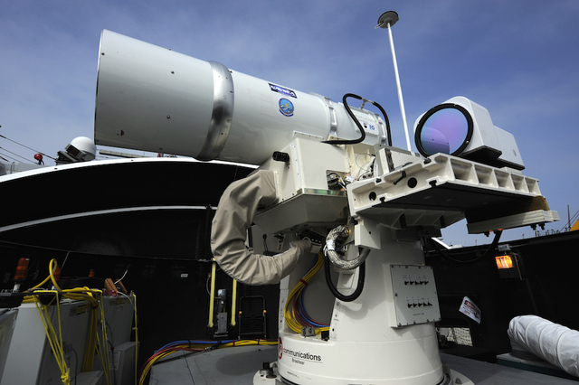 Navy solid state laser cannon