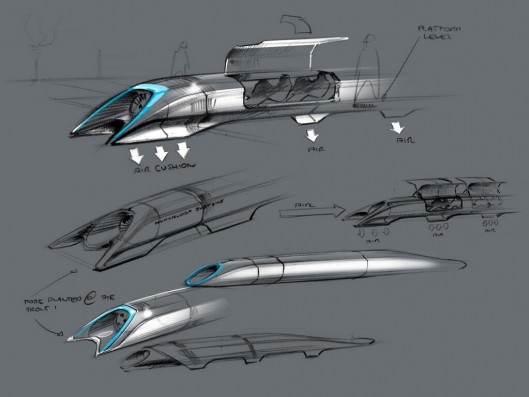 Design sketches of the Hyperloop capsule  