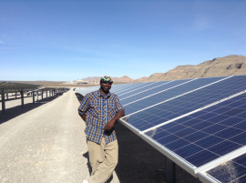 SunEdison technician at ABB solar power plant in Nevada. 