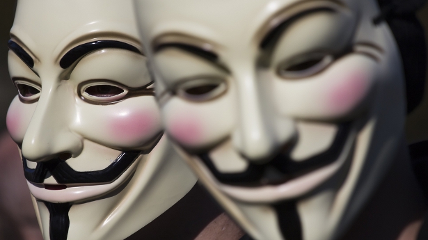 Masks from the film "V for Vendetta," popularized by the "Anonymous" movement. Photo: Shutterstock, all rights reserved.