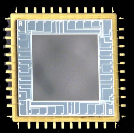 A CCD image sensor is smaller than its chip and package