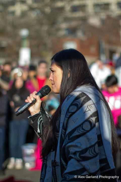 Deborah Parker speaking about Violence Against Women Act at Seattle Idle No More rally. Image courtesy Alex Garland Photography