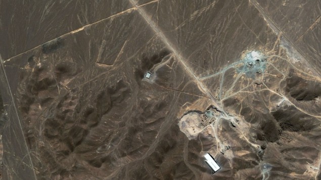 Satellite photo of the Fordow uranium enrichment facility near Qom, Iran. What really happened there last week?