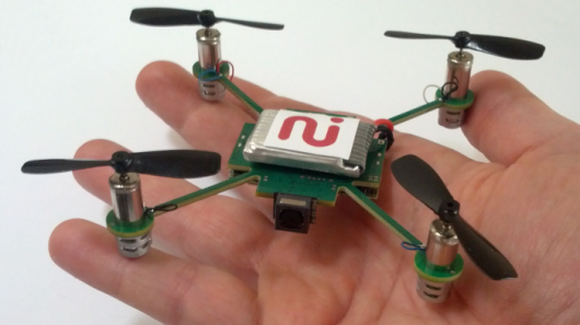 The MeCam is a tiny autonomous quadrotor UAV currently in development
