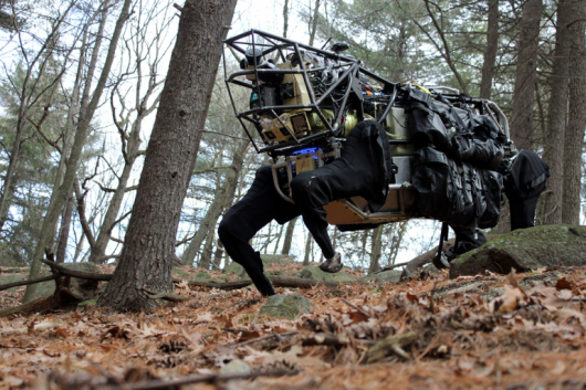 Boston Dynamics' LS3 robot pack mule, developed for DARPA, goes on an outdoor excursion