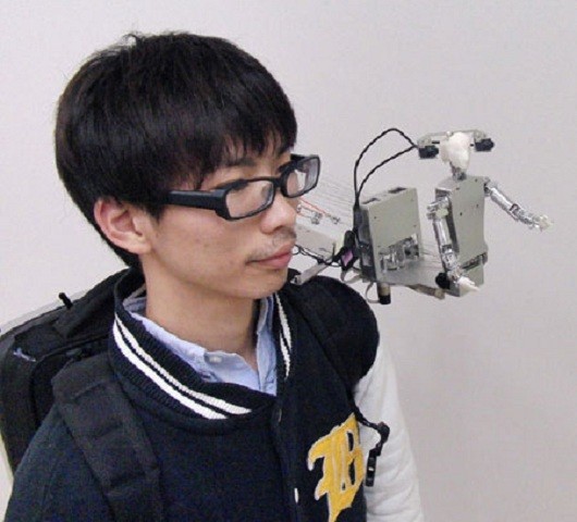 Yamagata University's MH-2 is a tiny telepresence robot that rides on your shoulder everyw...