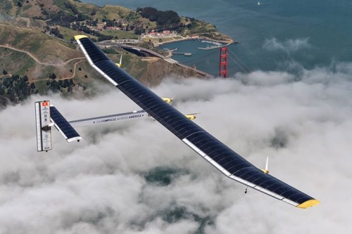 Solar Impulse flying over San Francisco