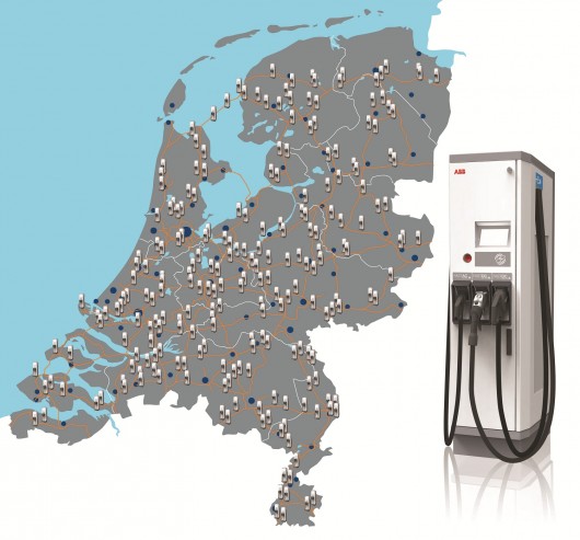 A map showing the distribution of the charging stations across The Netherlands 