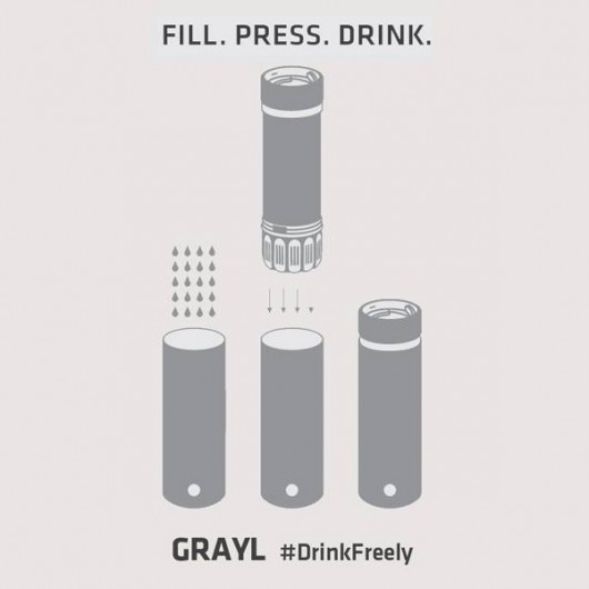 The Grayl takes 15 to 20 seconds to purify 15 oz of water