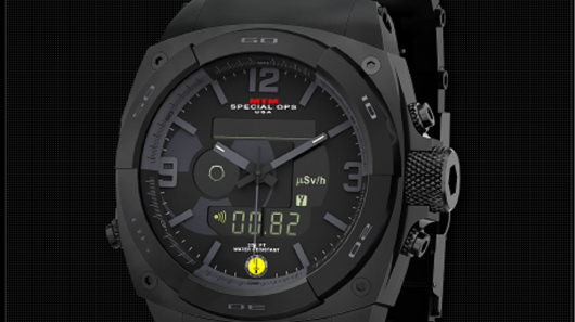The MTM Special Ops RAD watch includes an integrated Geiger-Mller tube for measuring harm...