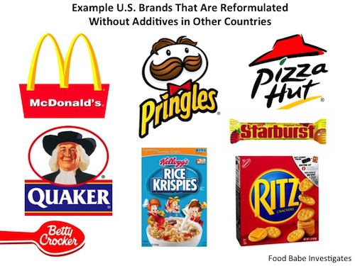 US brands that are reformulated without additives in other countries