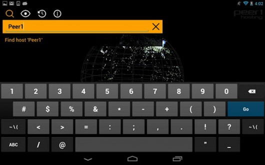 The Map of the Internet app's search keyboard
